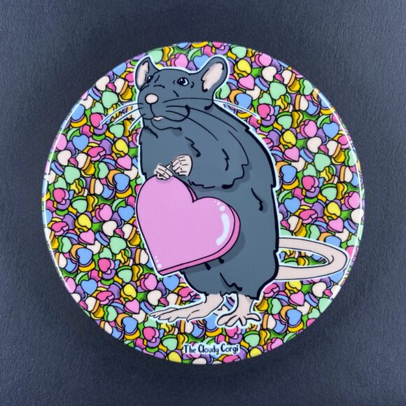Valentines Day Rat Pin, Magnet, Keychain, Bottle Opener or Mini Ornament - Picture 3 of 12